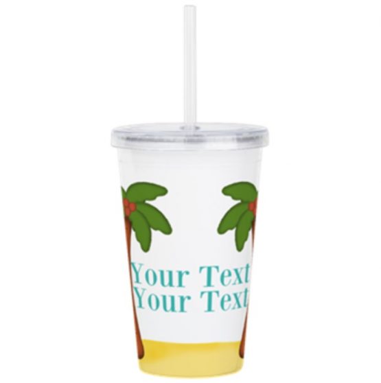 Palm tree beach tropical travel mug cup tumbler vacation gift art