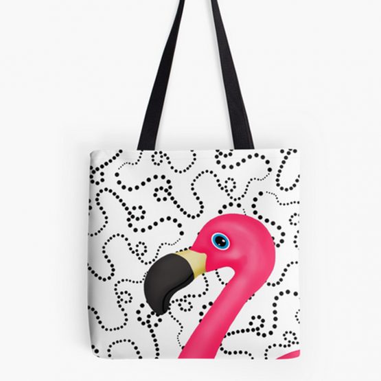 Pink Flamingo Dots Tote Bag Purse