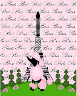 Pink Paris Nursery Decor Wall Art Bedroom Bathroom French Poodle Eiffel Tower