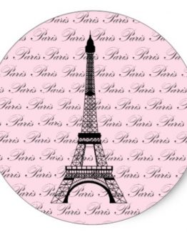 Pink Paris Party Stickers Eiffel Tower single