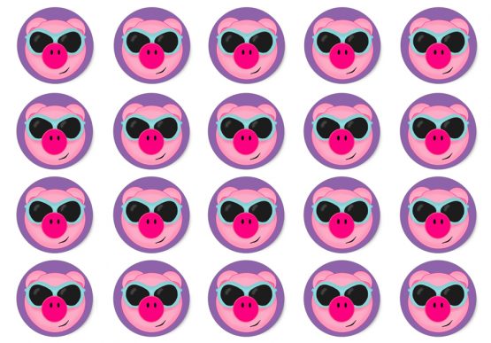 Pink Pig Purple Sticker stattionary