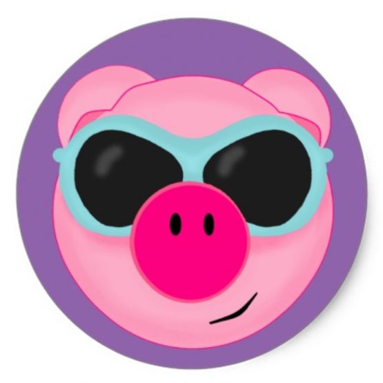 Pink Pig Purple Sticker Single