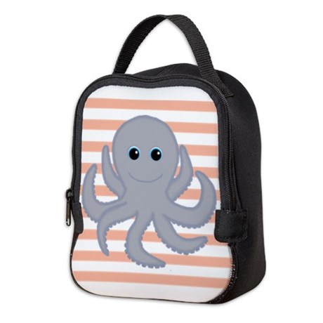 octopus ocean pink lunch box bag