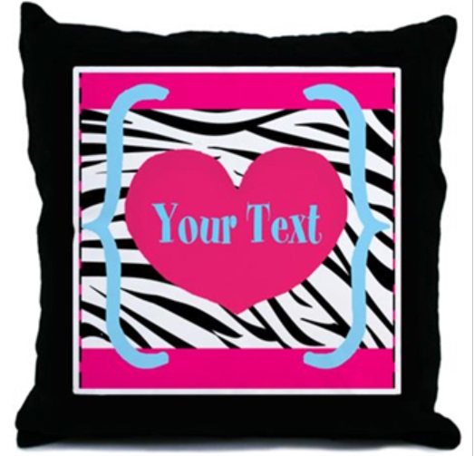 pink teal black zebra decor pillow wild child girly bedroom decor