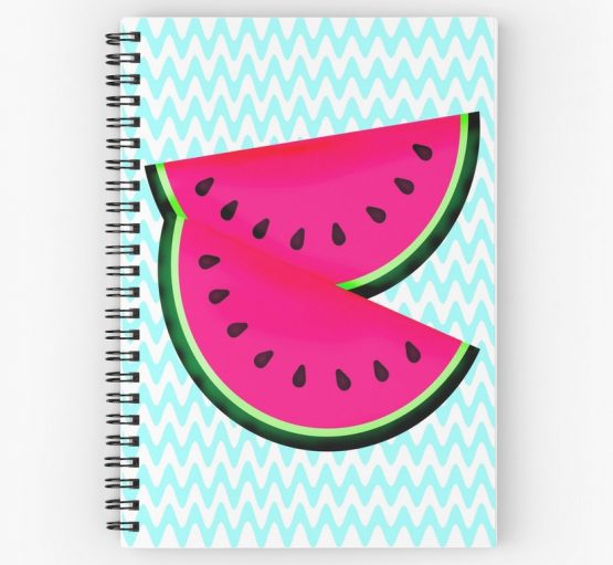 pink watermelon teal chevrons spiral bound notebook