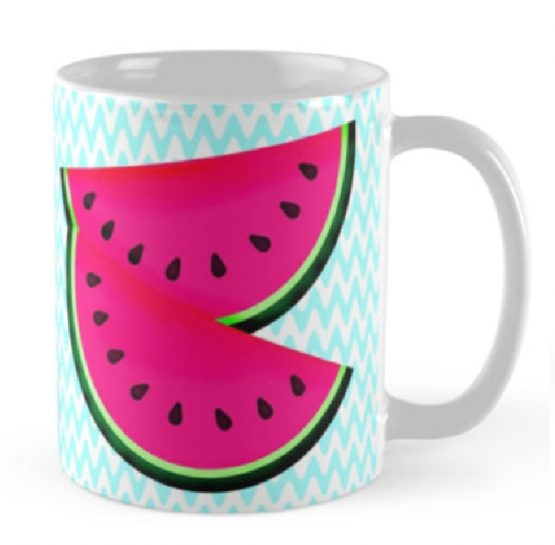 pink watermelon teal coffee mug drink glass