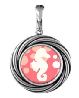 seahorse ocean salmon coral necklace charm beach jewelry