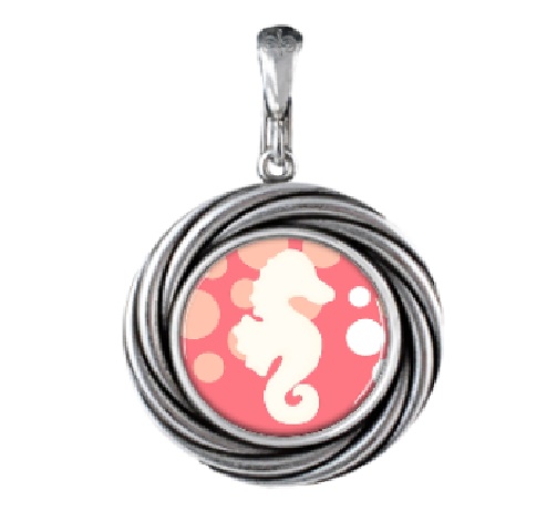 seahorse ocean salmon coral necklace charm beach jewelry