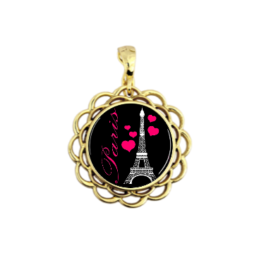 paris eiffel towel necklace pendant pink black magnetic jewelry gold tone