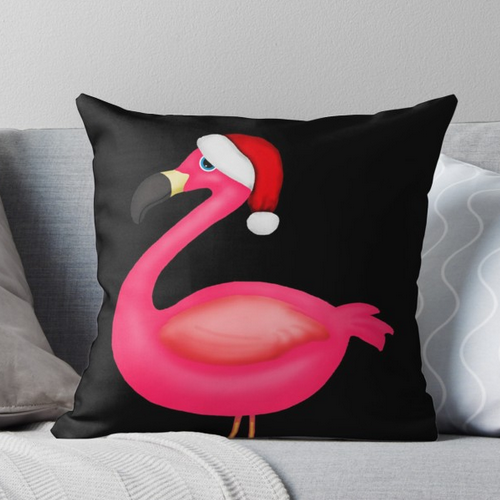 christmas pink flamingo decor pillow tropical beach santa