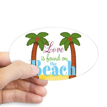 Love is found on the beach STICKER tropical palm trees