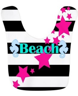 beach baby bib girl star rockstar gift seahorse